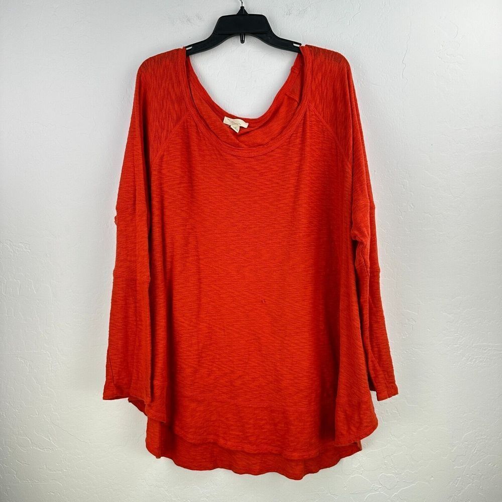 Anthropologie Kenji Tunic Top Womens 3X Plus Orange Oversized Raglan Sleeveโ